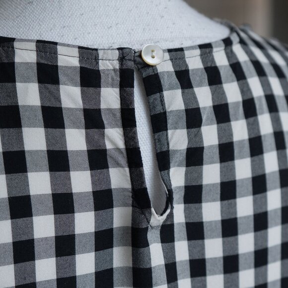 J.Jill Gingham Check Blouse Boat Neck Ruffle 3/4 Cottagecore Office Wear Blouse - Picture 8 of 8